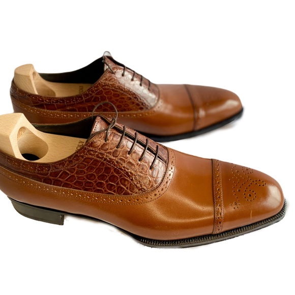 BNIB Maison Koly X Bonafe Le Bourget oxfords genuine Alligator leather - Picture 6 of 7